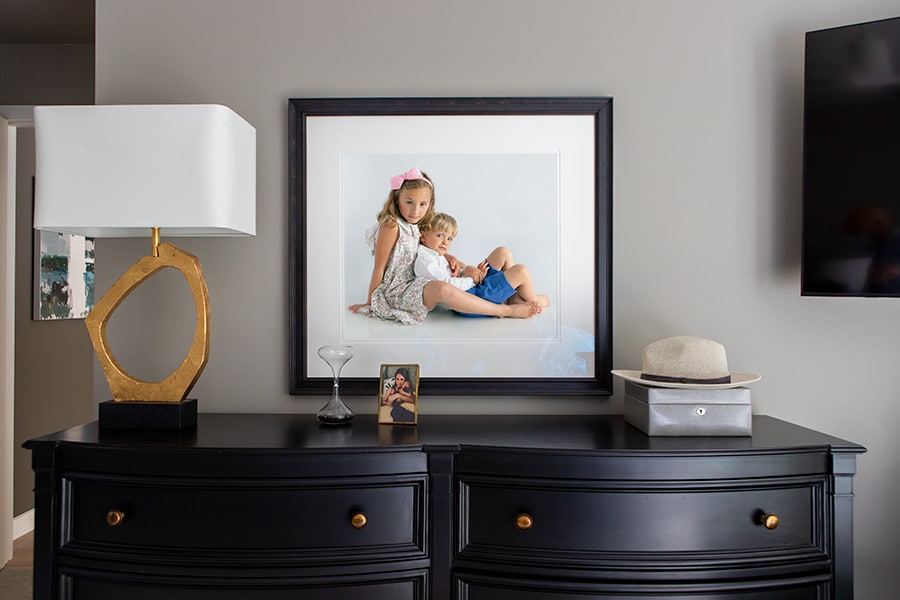 Beautifully framed portrait of kids in a designer bedroom